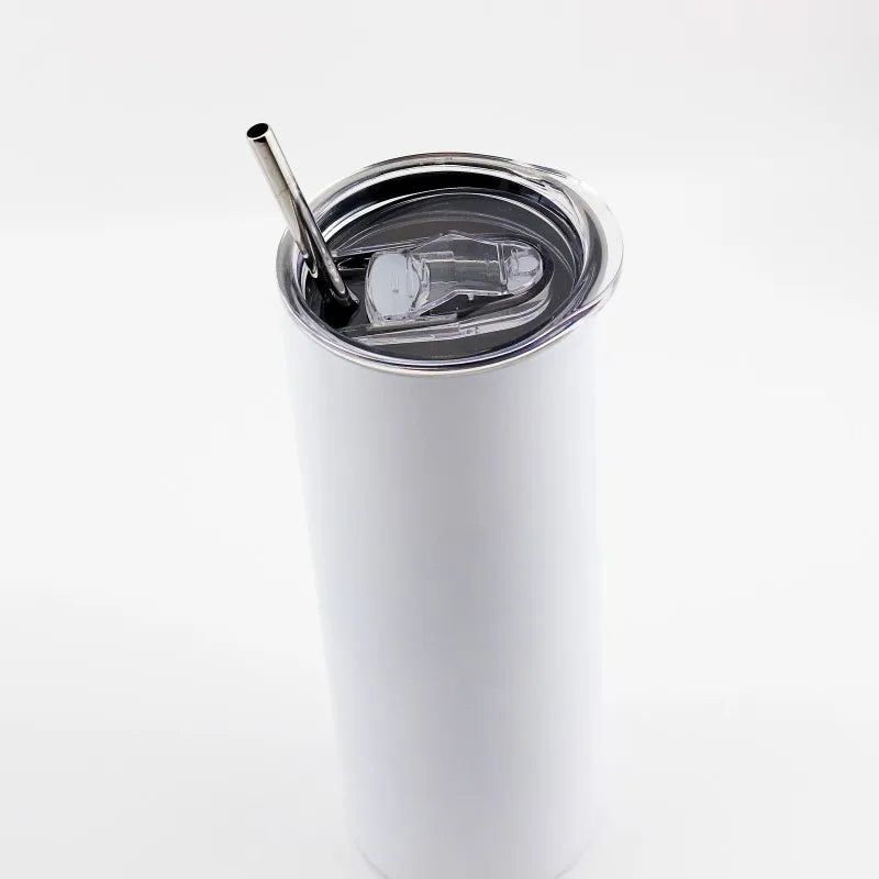 USA Warehouse In Stock 20oz 30oz Sublimation Blanks Straight Skinny Tumbler Double Wall S Steel With Lid And Metal Straw