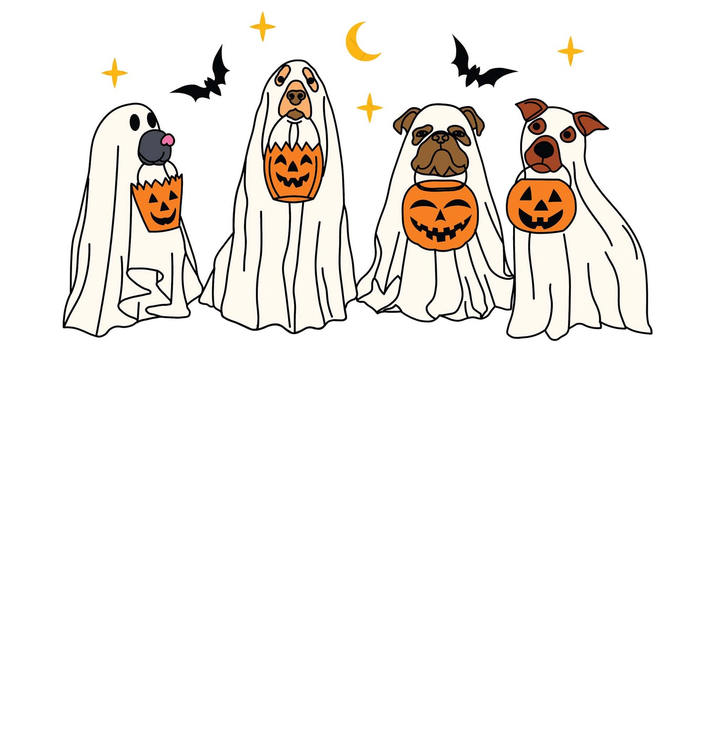 Ghost Dogs with Pumpkin Buckets