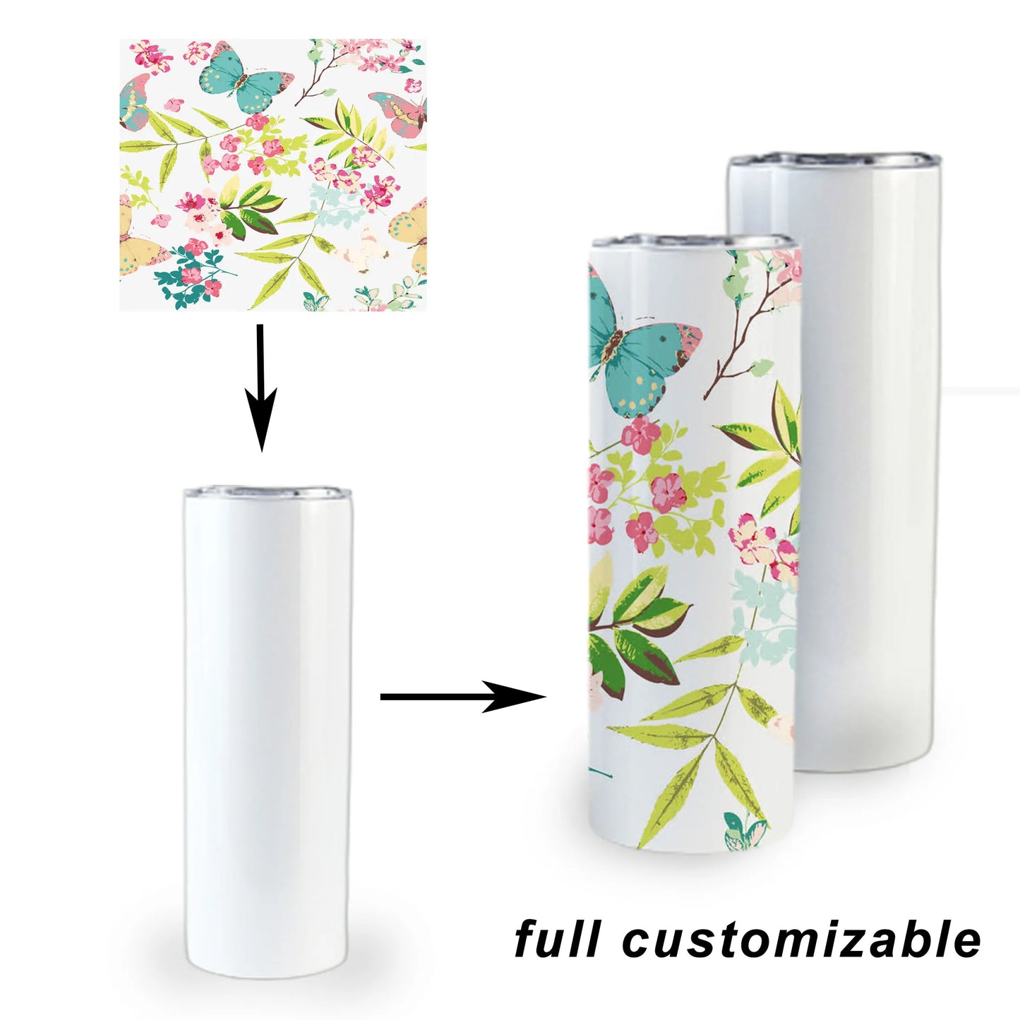 USA Warehouse In Stock 20oz 30oz Sublimation Blanks Straight Skinny Tumbler Double Wall S Steel With Lid And Metal Straw